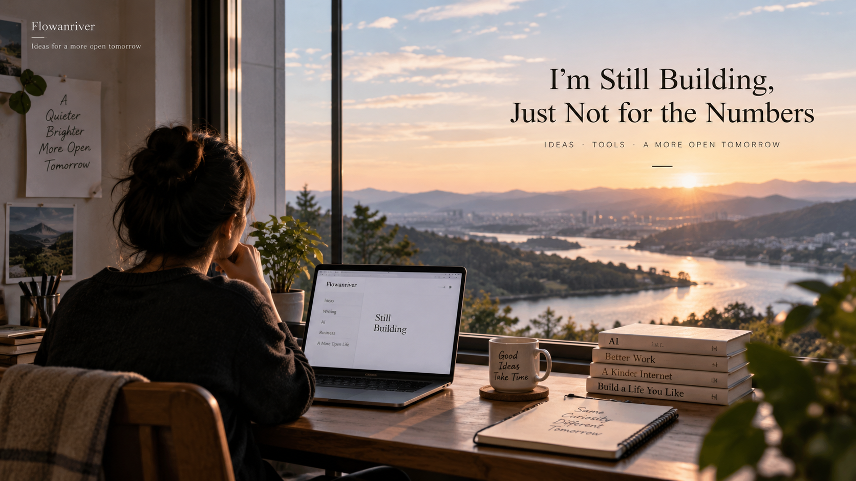 A creator working at a desk while continuing an uncertain but meaningful building journey