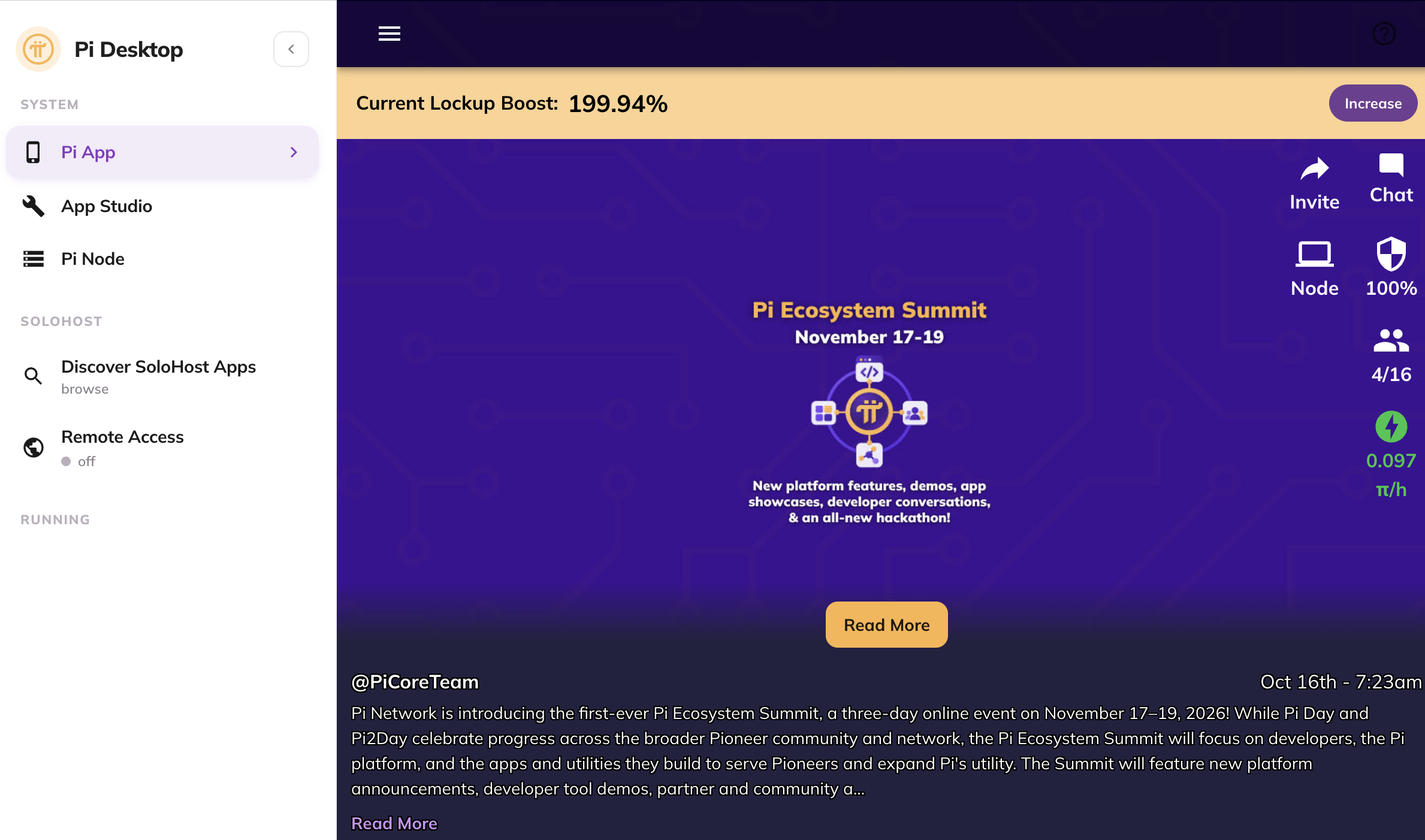 pi-network-ecosystem-summit-2026 Pi Network’s official desktop app announcing the first Pi Ecosystem Summit, scheduled for November 17–19, 2026.