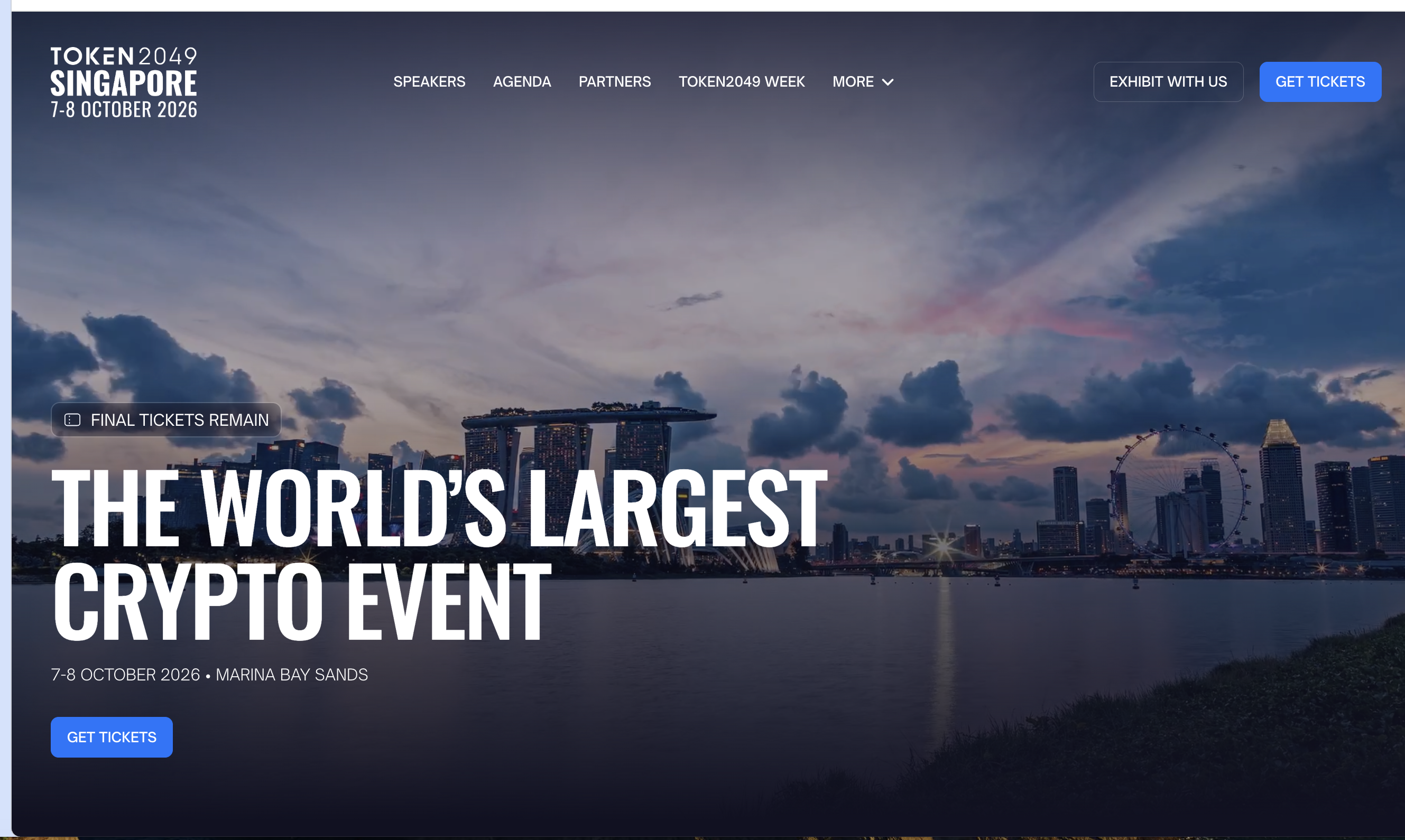 TOKEN2049 Singapore 2026 at Marina Bay Sands ahead of discussions on crypto, stablecoins, AI and the future of finance